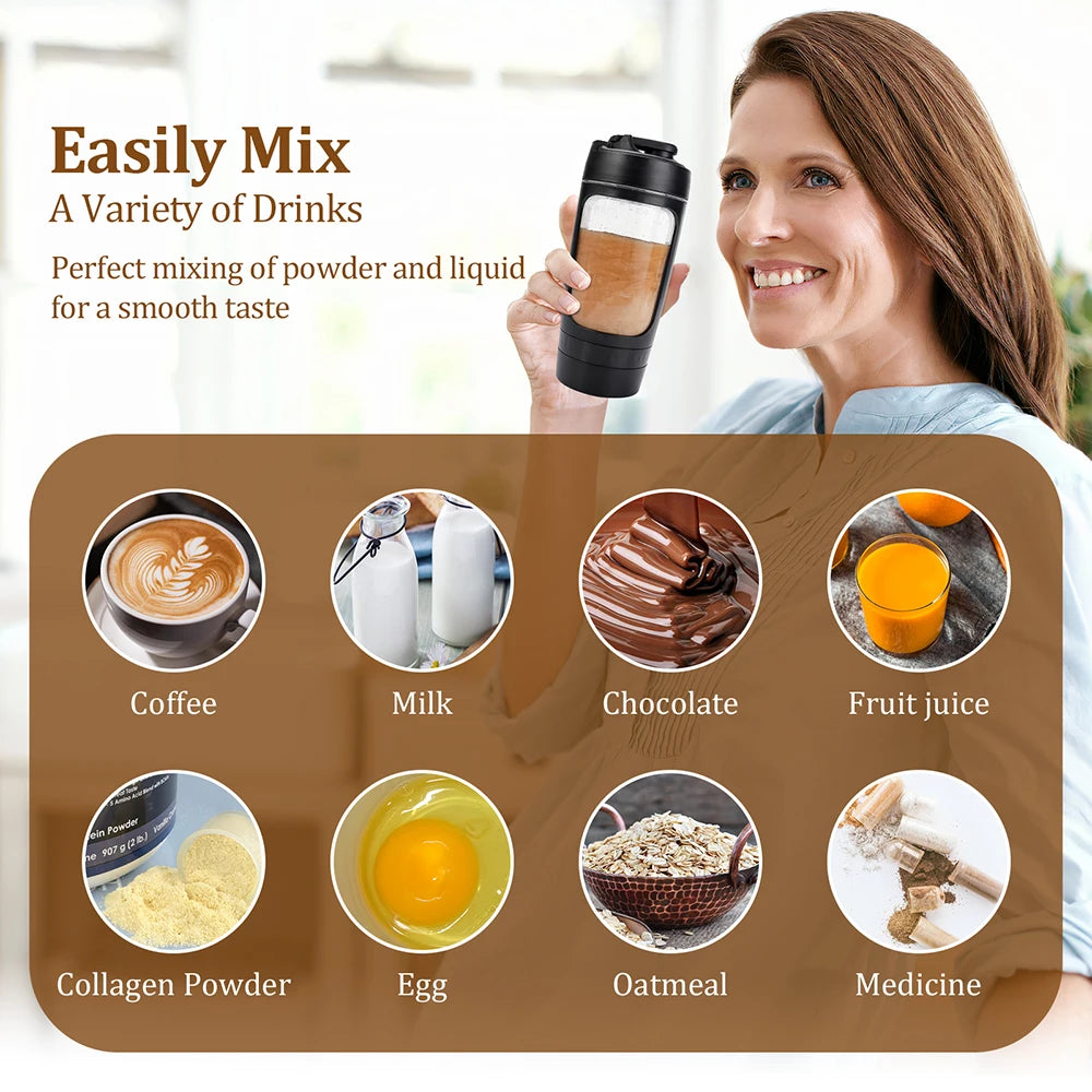 650ml Electric Shaker Bottle Portable Whey Protein Shaker Automatic Stirring Blender Multipurpose Juice Mixer Cups Fitness Work