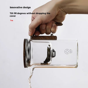One Click Magnetic Teapot Separation Filtration Glass Tea Pot Wood